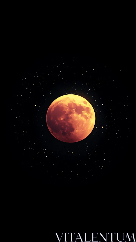 Soft ember moon drifting through a quiet velvet sky.