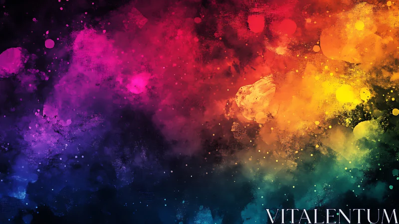 Dreamy nebula of rainbow color clouds in cosmic night.