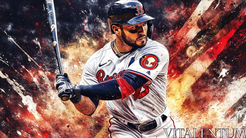 Baseball batter portrait rendered in dynamic digital painting style