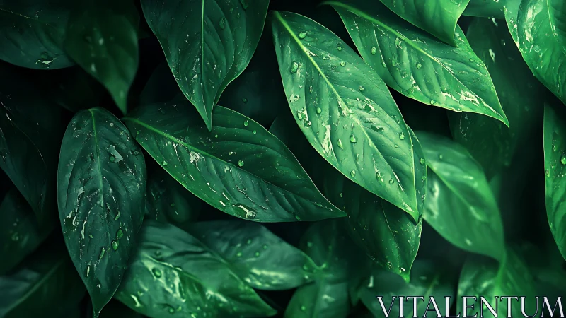 Glistening rainforest leaves invite a calm, refreshing pause