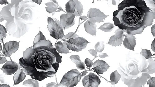 Monochrome Rose Garden: Where Shadow Tangos with Petals.
