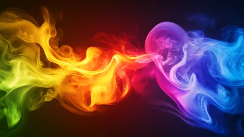 Chromatic smoke duet swirling through neon twilight.