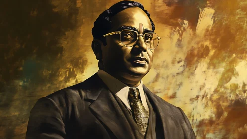 Formal portrait of dignified man in suit, rendered digitally.