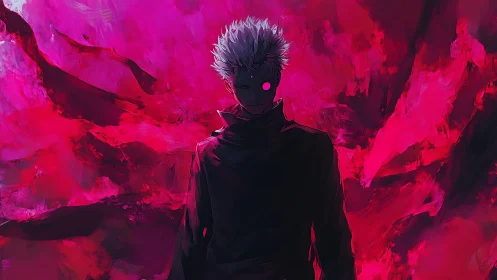 Midnight conduit wrapped in feral neon crimson storms.