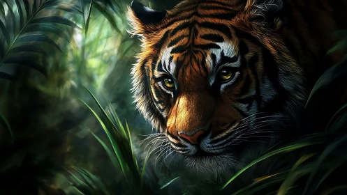 Jungle shadows cradle a tiger wrapped in molten sunlight