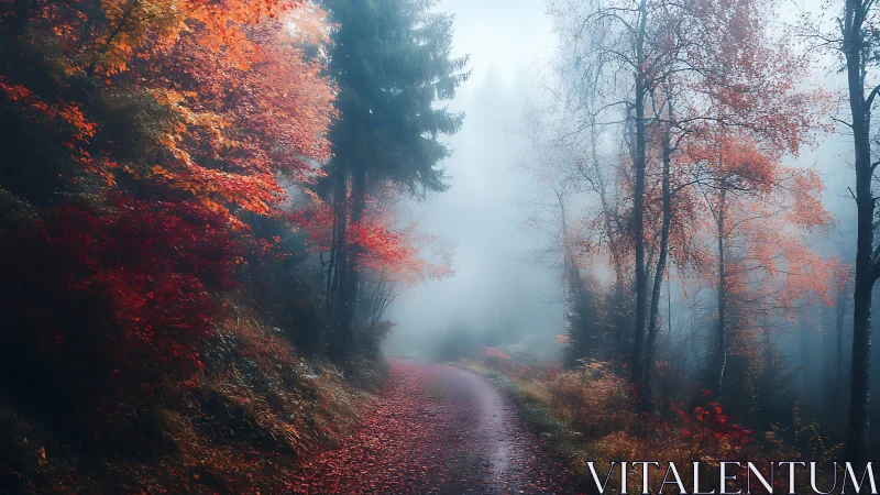Crimson Whispers Through the Autumn Mist.
