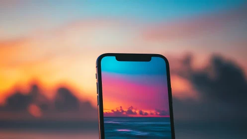 Sunset Gradient Captured on Smartphone Display.