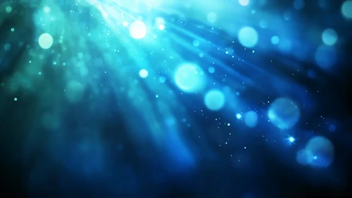 Gentle blue light rays drifting through a dreamy mist.