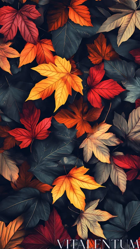 Cozy carpet of autumn leaves in rich jewel tones.