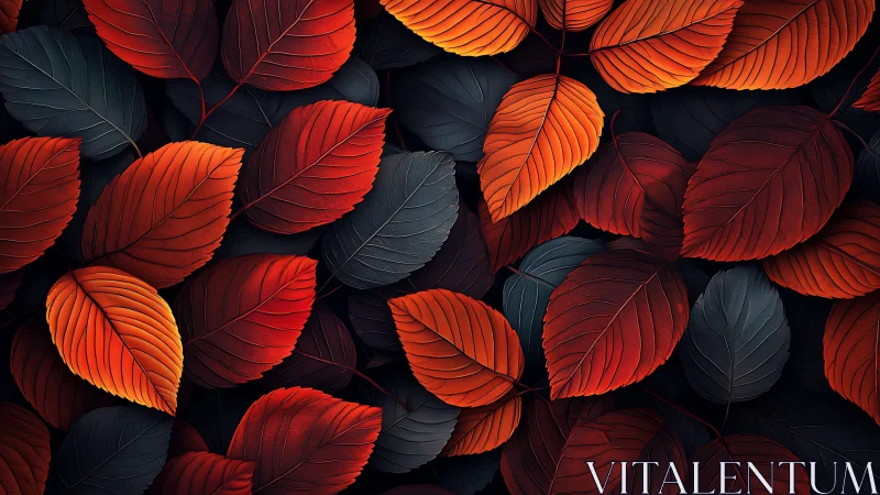 Midnight ember leaves in a velvet river of autumn glow.