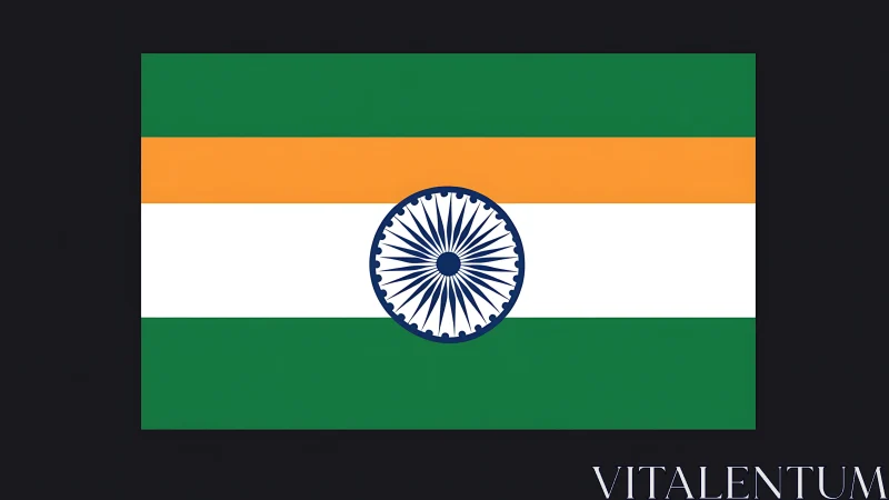 Indian tricolor flag with Ashoka Chakra on dark backdrop