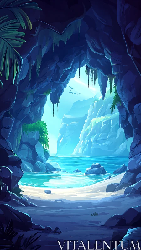 Subterranean Coastal Aperture: Iridescent Grotto Threshold Architecture.