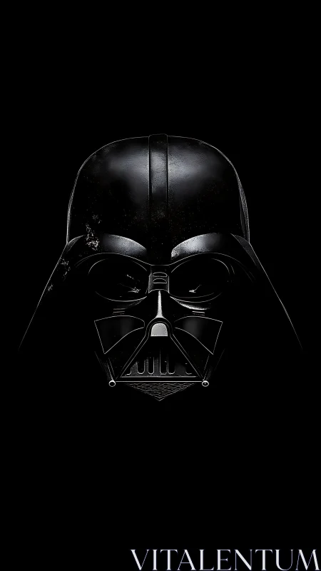 Black helmeted mask isolated on a uniform dark background.