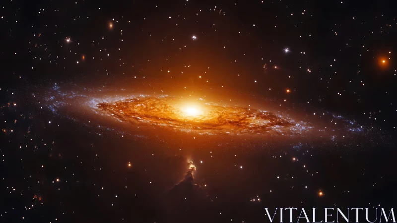 Spiral galaxy with bright orange core in deep star field.