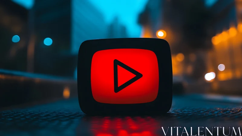 YouTube Play Button Symbol on Urban Street Surface.