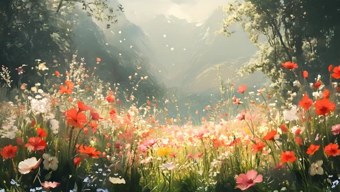 Sunlit wildflower valley where gentle daydreams linger.