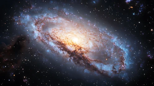 Gentle spiral galaxy glowing softly in a starry night sky.