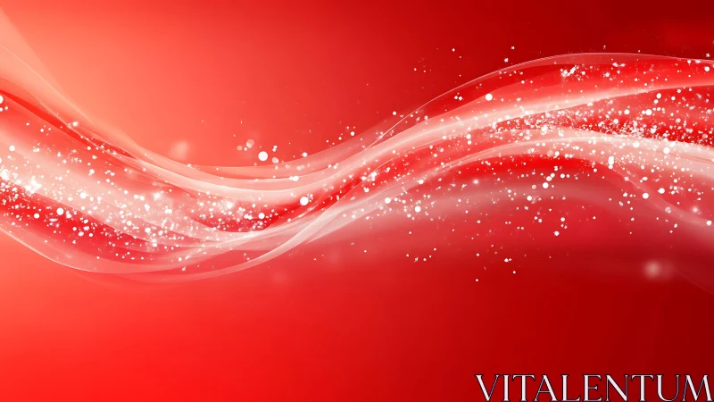 Abstract Red Wave Background with Sparkling White Light Effects.