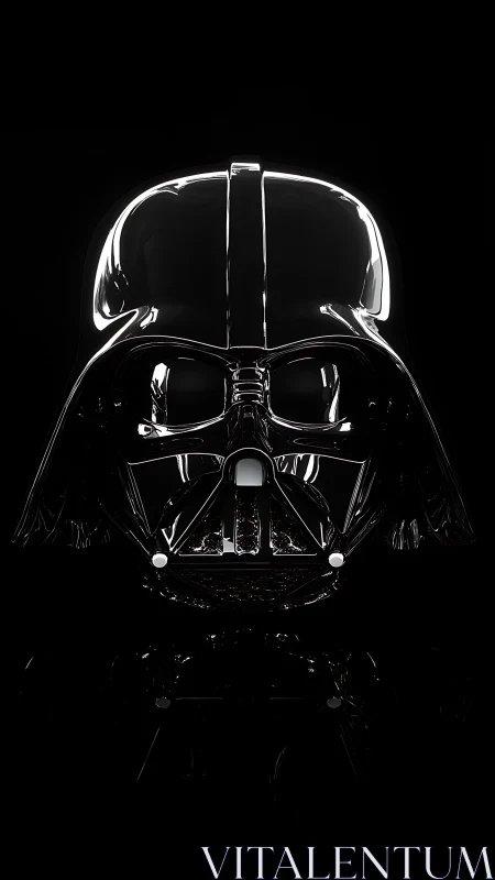 Specular-rendered black helmet with high-contrast rim lighting.