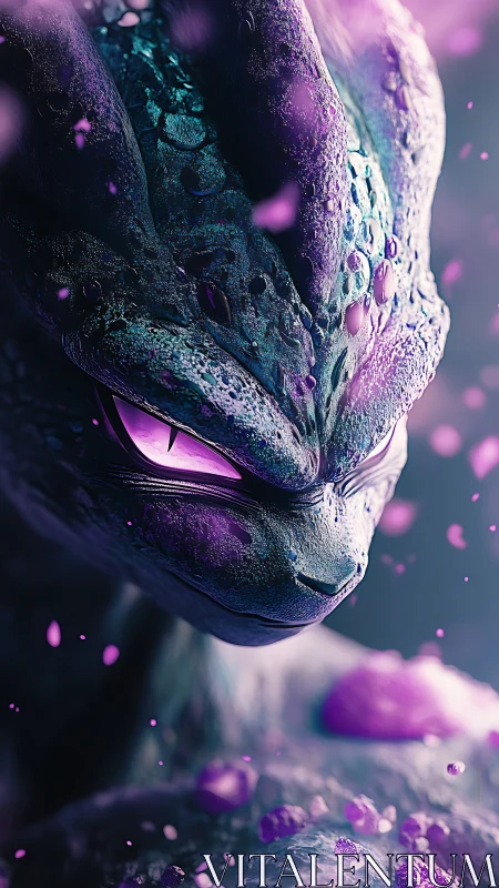 Mystic violet creature amid swirling cosmic petals.