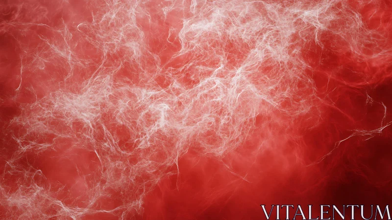 Wispy White Smoke on Vivid Red Abstract Background Art.