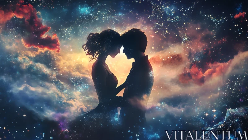 Cosmic Romance Silhouette Kiss.