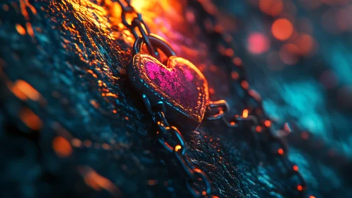 Glowing Heart Pendant Shimmers in Magical Neon Light