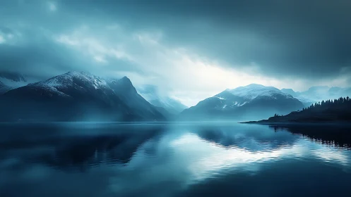 Silent glacier guardians mirror their hush on blue water.