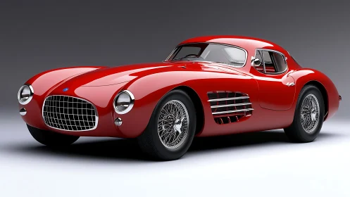 Aerodynamic 3D render of classic red gran turismo coupe.