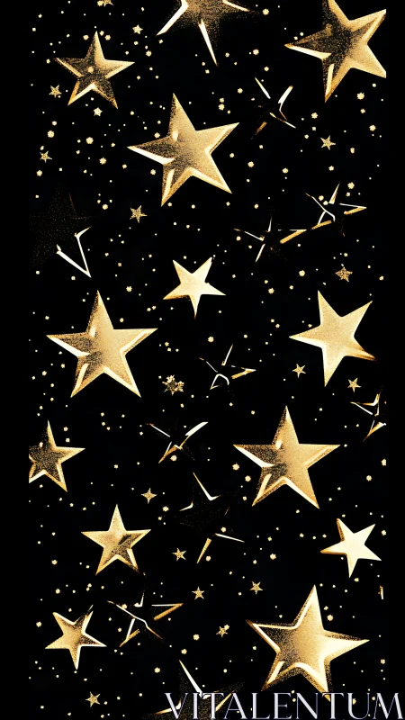 Golden paper stars drift upward like a sparkling night parade