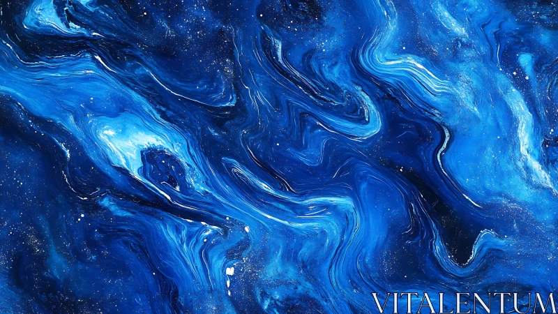 Fluid celestial blue abstraction with dynamic marbled flows.