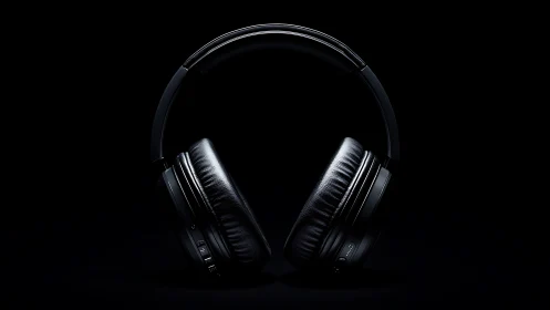 Black over-ear headphones displayed against dark background