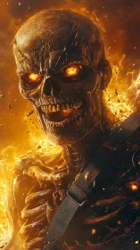 Flaming skeletal figure rendered in intense molten detail