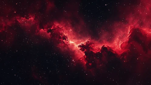 Red emission nebula band slices diagonally through star field