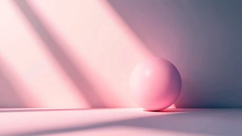 Luminous pink sphere bathing in soft diagonal sunbeams.