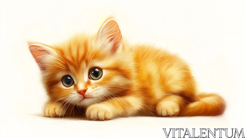 Golden Kitten with Luminous Eyes in Soft Repose.