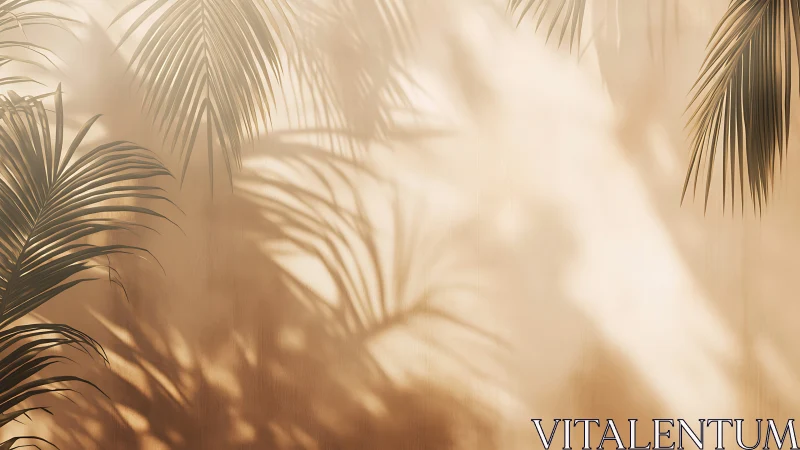 Palm shadow ballet in sunlit beige coastal calm.