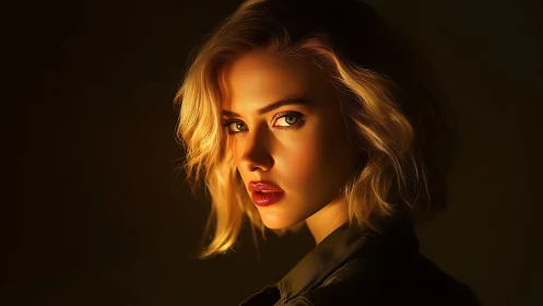 Photorealistic low-key portrait in dramatic rim lighting.