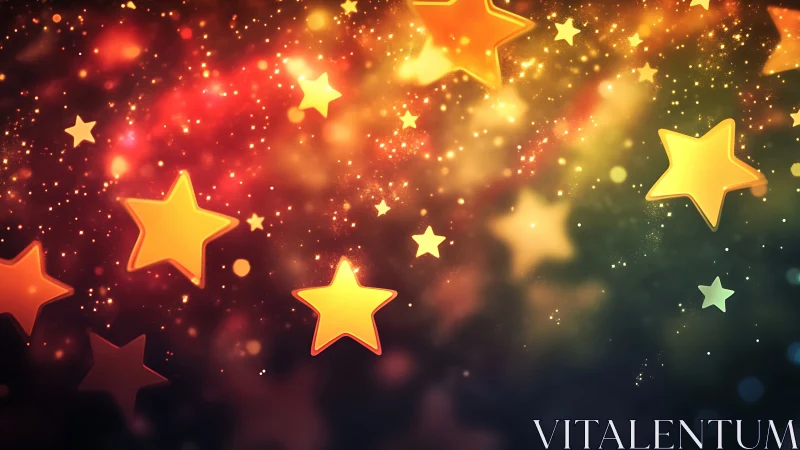 Glowing paper stars drift through a swirling cosmic playground