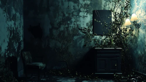 Quiet abandoned corner where nature softly returns home.