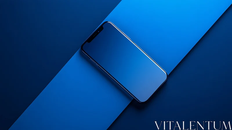 Modern smartphone positioned on angular blue gradient background