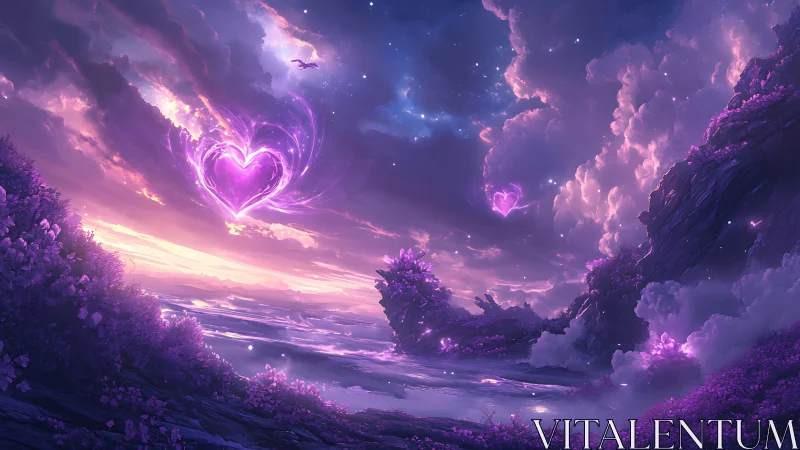 Luminous Hearts Dance Through Ethereal Skies.