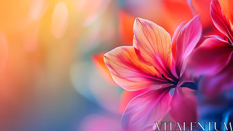 Translucent Peony Petals with Chromatic Gradient Ambient Bokeh Composition.