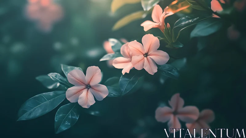 Delicate Pink Flowers Blooming in Soft Garden Light