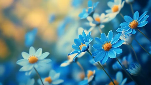 Blue Daisies Dance in Soft-Focus Botanical Bliss