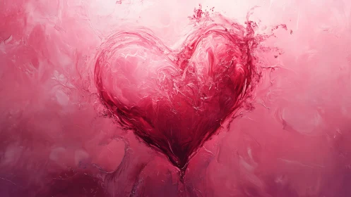 Abstract Pink Heart With Dynamic Fluid Explosion Effect.