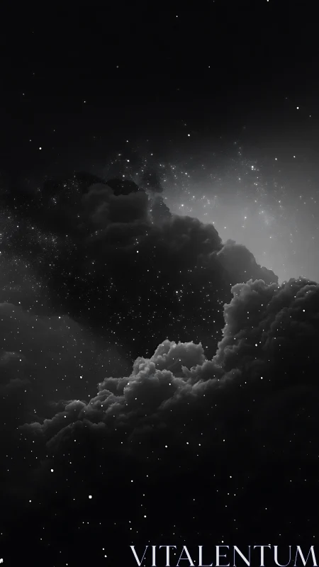 Midnight stormclouds quietly braid themselves through starlight