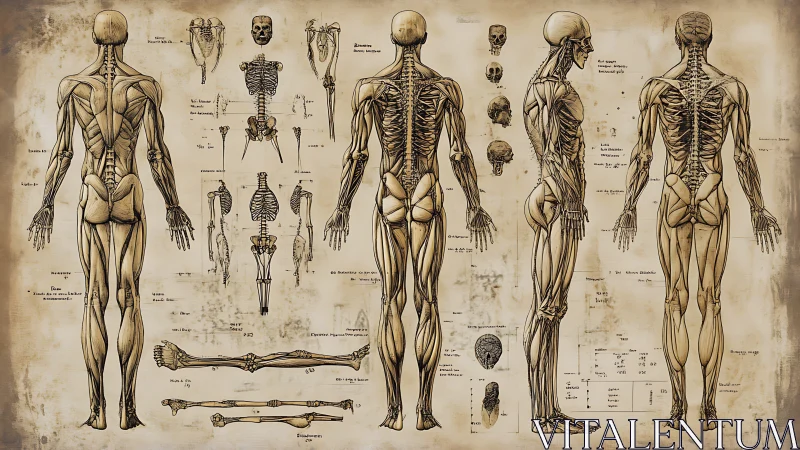 Anatomy parlour of sinew and bone on parchment calm.
