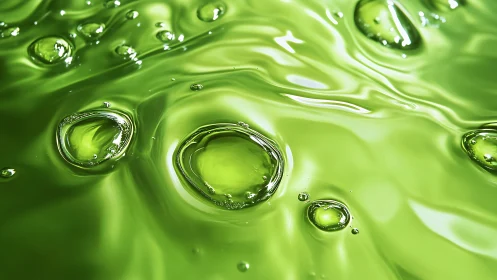 Glowing green liquid ripples capture soothing abstract motion