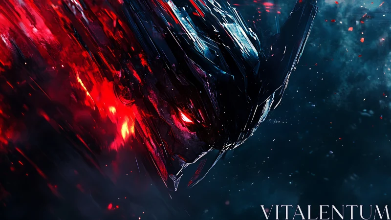 Shard-forged infernal mech head streaking through nebular void.